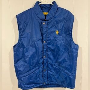 Polo US Assn. Puffer Vest Size large Blue and yellow